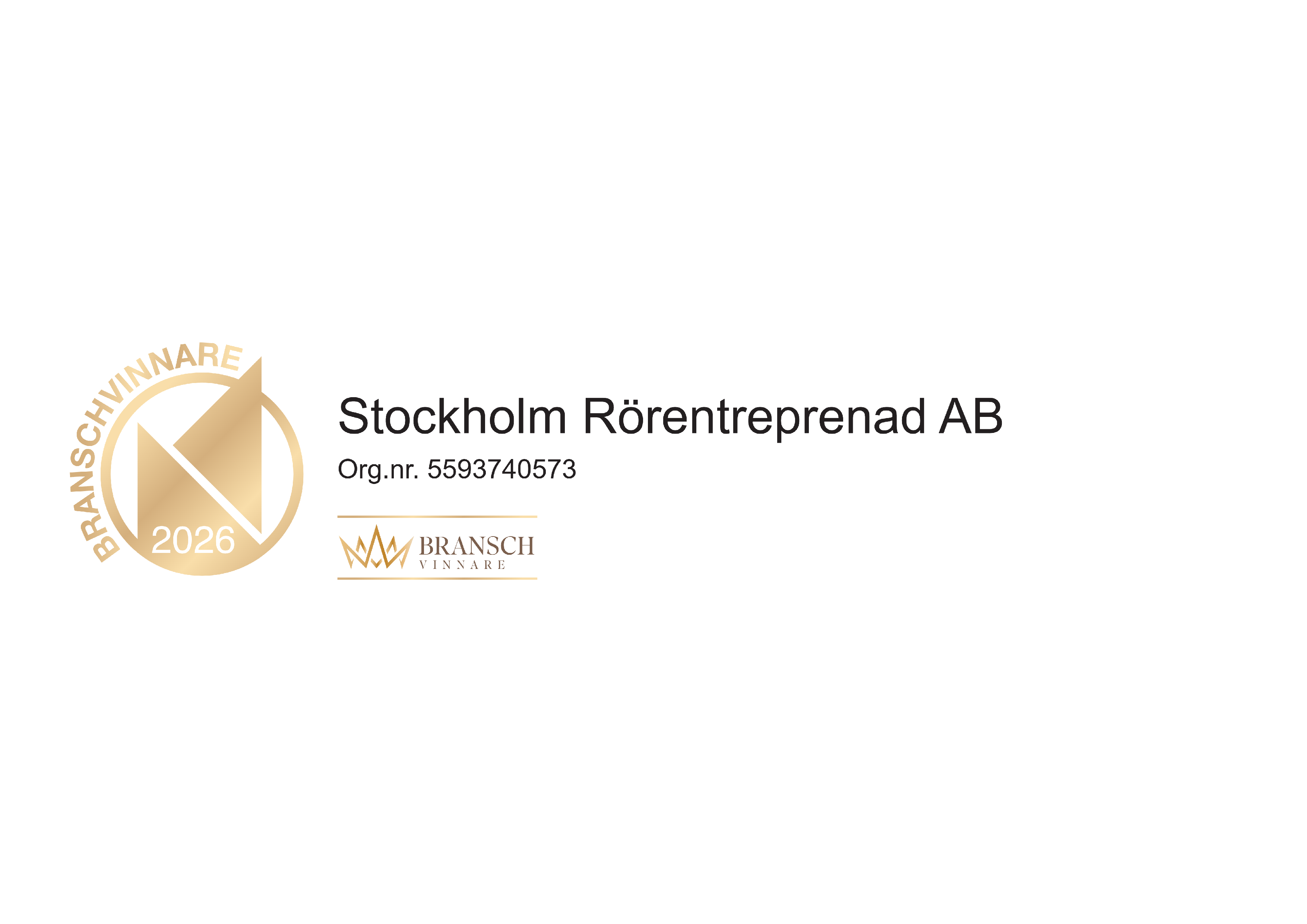 Branschvinnare 2026 Stockholm Rörentreprenad AB Horisontell